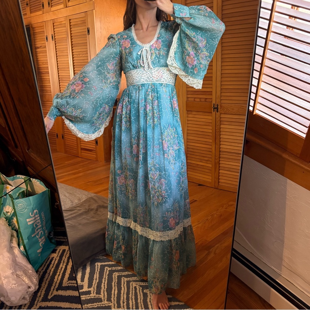 Floral Lace-Trim Maxi Dress